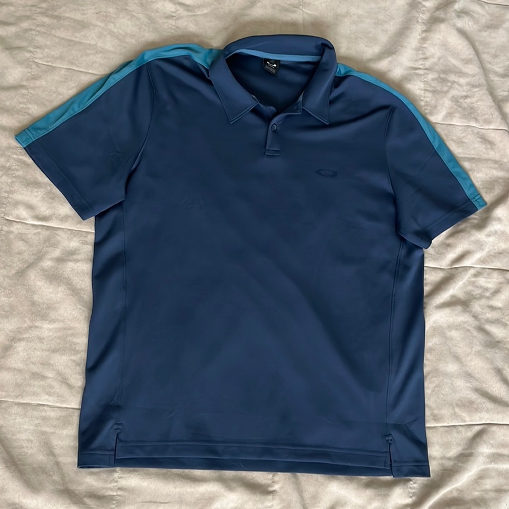 OAKLEY Collard shirt Golf Polo Navy Blue mens size Large